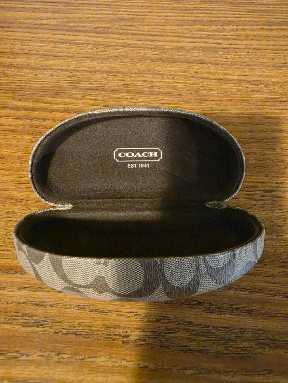 COACH Signature Glasses Case Brown Monogram Hard Clamshell Sunglasses Eyeglass